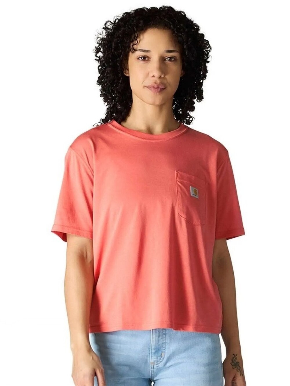 Carharrt Women's TENCEL™ Fiber Series Loose T-Shirt In Salmon Pink, EUC, XL